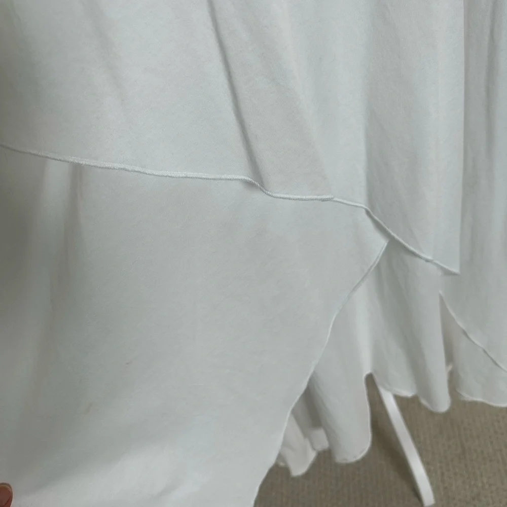 Coton Frais Long White Cotton Dress, Asymmetrical Hemline, Size M - Picture 4 of 10